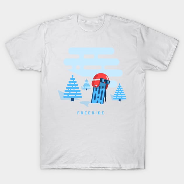 Racing helmet with ski goggles on snowboard sticking out of the snow T-Shirt by Agor2012